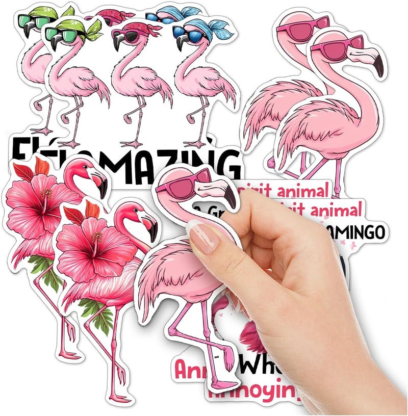 RABOWA Pack 9 Pcs Flamingo Sticker for Cars Vehicles Trucks Laptops Window Helmets Funny Sayings Bumper Stickers Waterproof Removable Vinyl Wall Decals Car Exterior Laptop Accessories - Image 1